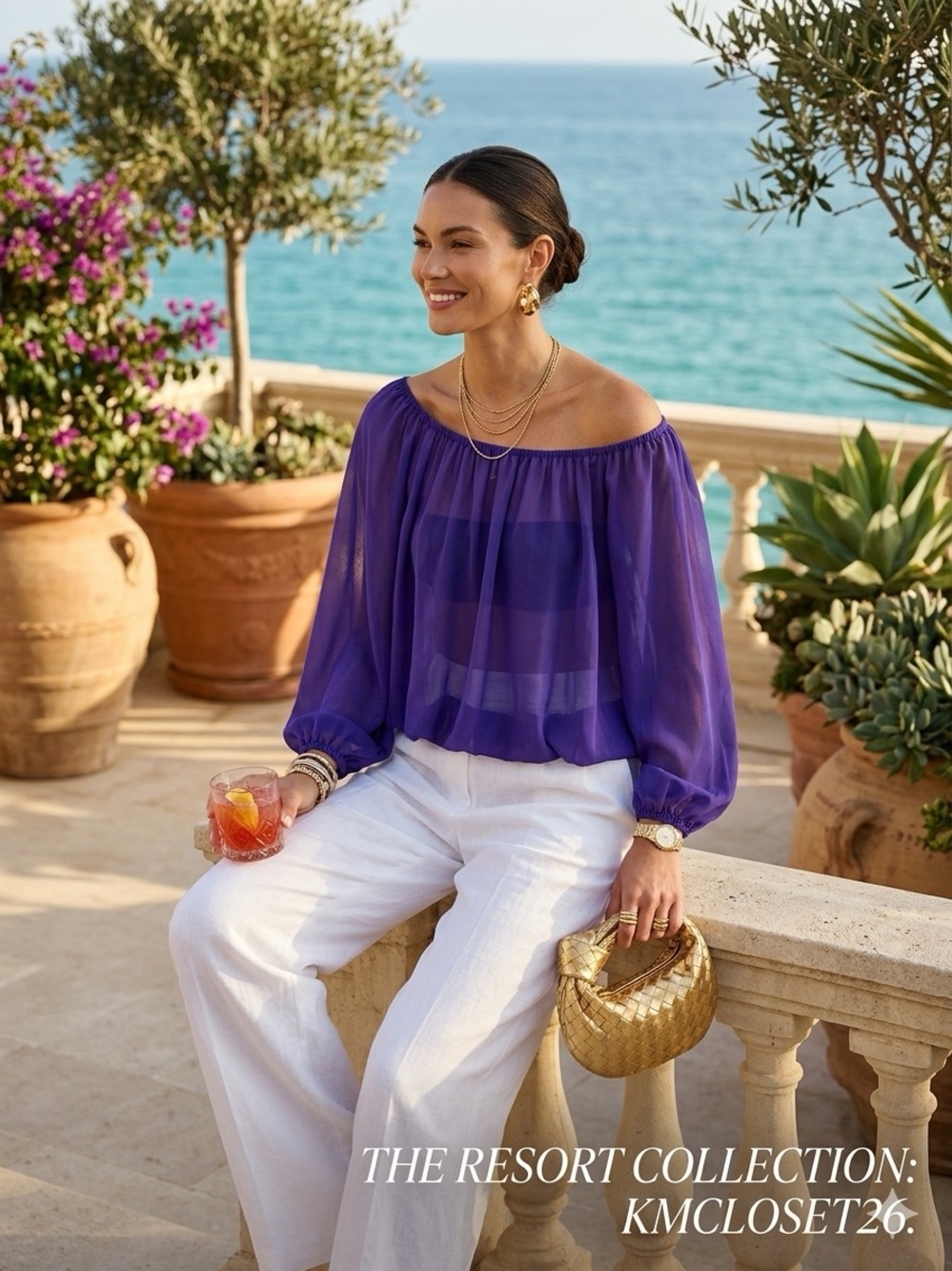 🌴 RESORT ESSENTIAL 🌴 H&M Purple Chiffon Top XS | Off-Shoulder Flowy Blouse EUC